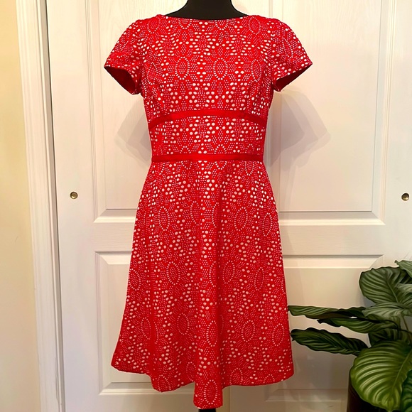 Maggy London Dresses & Skirts - Maggy London Red Eyelet Dress